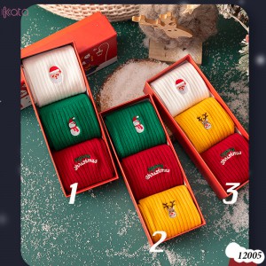 Tất vớ giáng sinh tất cotton nguyên chất,quà tặng 3 đôi tất có hộp 12005