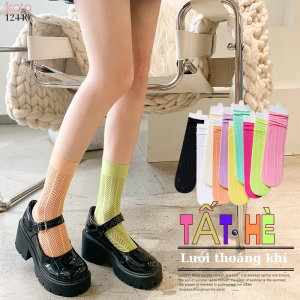 Tất nữ mùa hè lưới mỏng,tất ống giữa nhiều màu sắc 12440