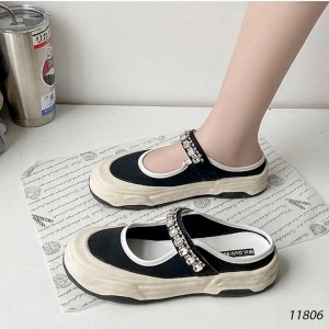 Giày sục giày lười vải khóa dán Velcro phong cách Nhật Bản 11806