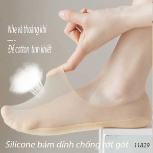 Tất vớ thuyền lụa lưới có silicon bám dính không rớt gót nữ 11829
