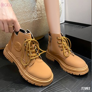 Giày boot cổ ngắn nữ, boot da PU khóa kéo tiện lợi 11993