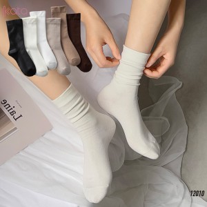 Tất vớ bông cổ trung màu trơn,tất retro phù hợp mọi kiểu giày nữ 12010