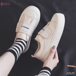 Giày vải khóa dán nữ, giày dạo phố sinh viên phong cách Hàn Quốc 12123