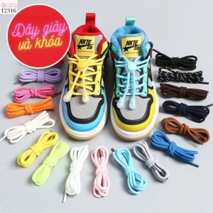 Dây giày co giãn bản tròn,không cần buộc dây,khóa dây rút tiện lợi Nam Nữ Trẻ em 12316