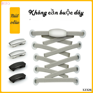 Dây giày bản dẹt co giãn + khóa kim loại không cần buộc dây 12326