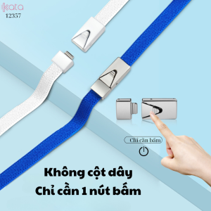 Dây giày bản dẹt co giãn + khóa bấm không cần buộc dây Nam Nữ trẻ em 12357