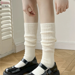 Tất dệt kim len,tất bắp chân phong cách ba lê màu trơn 12369