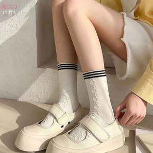 Tất ren giữa bắp chân,mỏng mát xuân hè,phong cách JK Nhật Bản nữ 12372