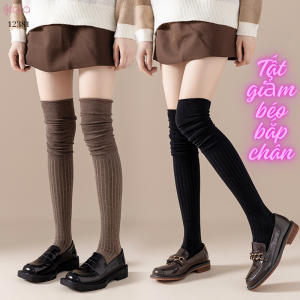 Tất màu trơn qua đầu gối,tất cotton cao cấp(vải Hàn),tất giảm béo bắp chân 12381