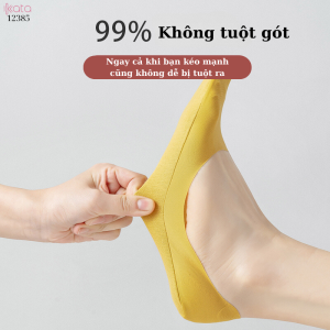 Tất thuyền lụa băng mỏng mát mùa hè,tất 100% cotton có silicone chống rớt gót 12385