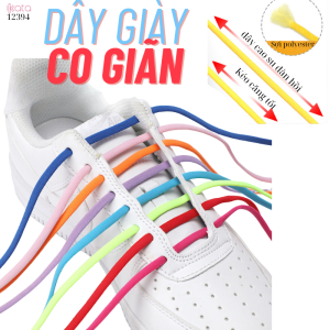 Dây giày bản tròn co giãn nhiều màu sắc Nam Nữ  trẻ em 12394