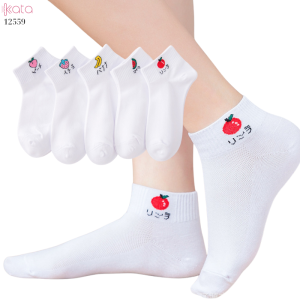 Tất cotton hình trái cây,tất cổ lưới ngắn thấm hút mồ hôi 12559
