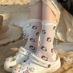 Tất hello Kitty lưới mỏng mùa hè,tất giữa bắp chân hoạt hình dễ thương 12590