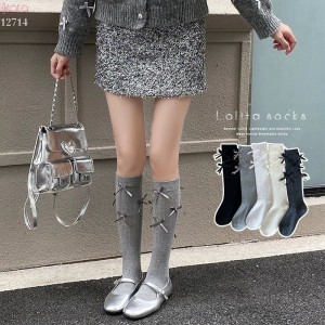 Tất Lolita JK ruy băng phong cách Ballet ,tất bắp chân xuân thu vải bông cao cấp 12714