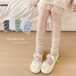  Tất ren mỏng mùa hè,vớ Lolita bắp chân ren ngang JK cao cấp 12869