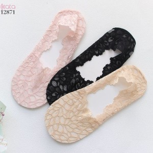 Tất thuyền silicone chống trượt không rơi khỏi gót chân,vớ lưới ren mùa hè 12871