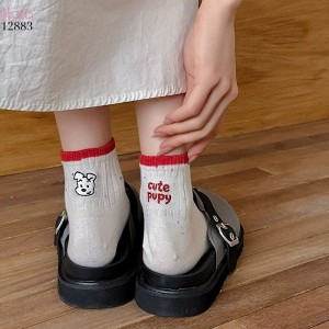 Tất bông mềm mịn,vớ thêu hình phong cách  Hàn Quốc 12883