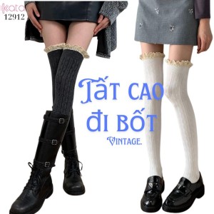 Tất ren trên đầu gối lolita,vớ đi bốt dễ thương ngọt ngào 12912