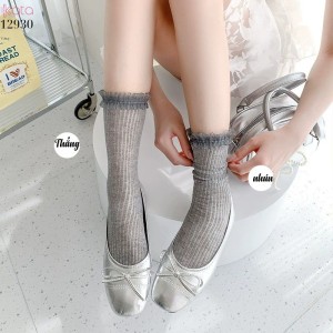 Tất ren mỏng phong cách JK,vớ ren Lolita cotton mùa xuân và mùa hè 12930
