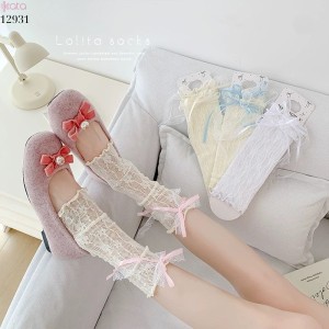 Ống tất ren nấm lolita,vớ che chân cotton phong cách ballet 12931