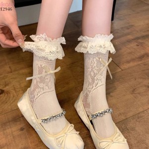 Tất ren Lolita JK,vớ ruy băng giữa bắp chân xuân hè 12946