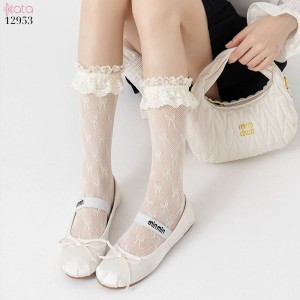Tất ren nơ bắp chân,vớ phong cách ba lê jk lolita 12953