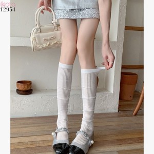 Tất bắp chân JK,vớ sọc dọc vải bông mỏng xuân hè phong cách ballet 12954