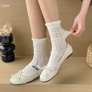 Tất ren bông mềm mịn,vớ trắng JK mùa hè lưới mỏng không đường may 12994