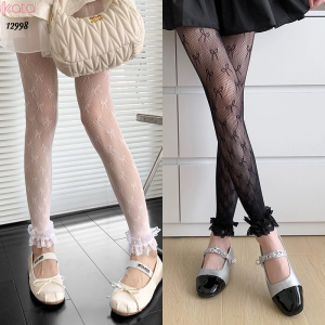 Quần tất cotton nơ lolita,tất mùa hè mỏng ren phong cách ballet 12998