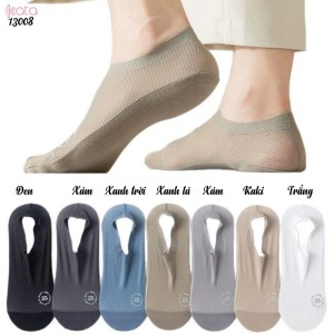 Tất Nam mùa hè,vớ thuyền vô hình silicone chống trượt không rớt gót 13008