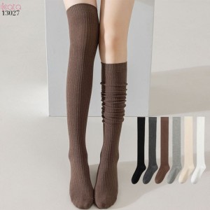 Tất dệt kim thu đông qua gối,vớ cotton nguyên chất sọc dọc nữ 13027
