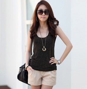 Áo ba lỗ ánh vàng màu nâu