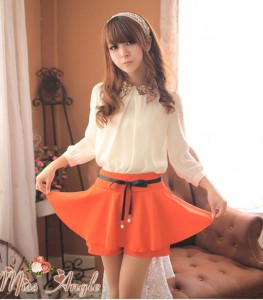Chân váy kết hợp 2 lớp màu cam