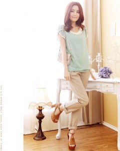 Áo kiểu điệu đà màu xanh