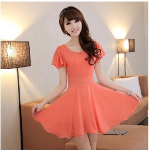 Váy đầm tiểu thư màu cam