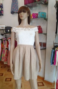 Váy đầm ren ép cao cấp chanel màu ghi