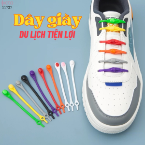 Dây giày lười nhựa silicone đàn hồi thể thao không cần buộc dây ( đầu tròn bộ 12 dây )11737