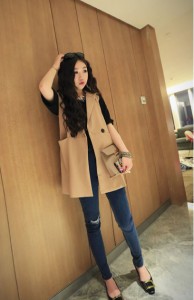 Áo khoác ghi lê dáng dài 4521