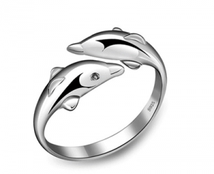 Nhẫn cá heo mạ bạc