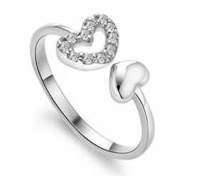 Nhẫn trái tim mạ bạc