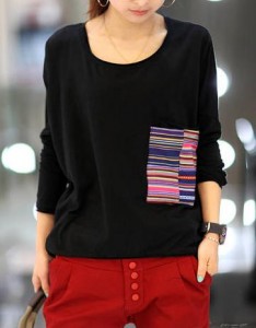 T-shirt có túi màu đen