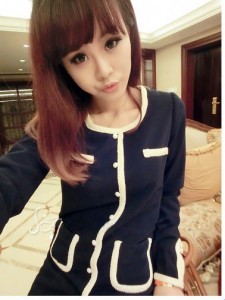 Áo khoác cardigan form dài màu xanh đậm