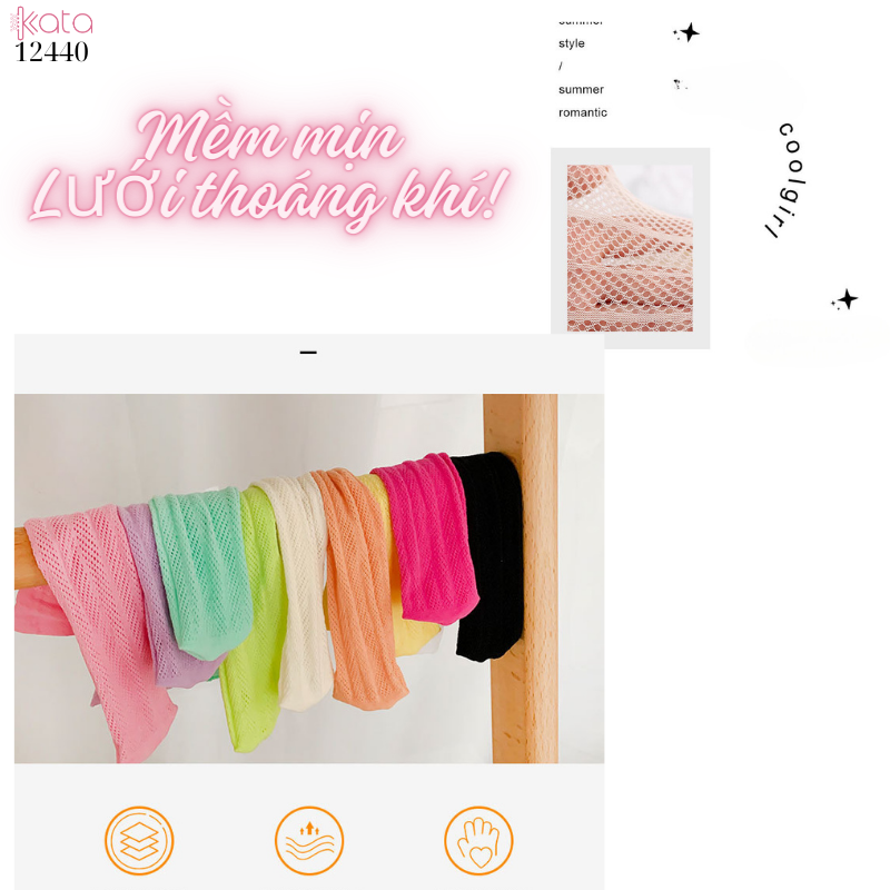 Tất nữ mùa hè lưới mỏng,tất ống giữa nhiều màu sắc 12440