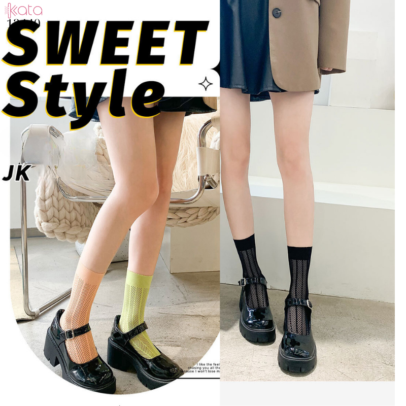 Tất nữ mùa hè lưới mỏng,tất ống giữa nhiều màu sắc 12440