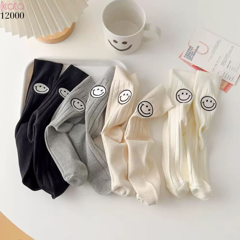 Tất vớ cổ trung mặt cười,tất bông dày nữ 12000