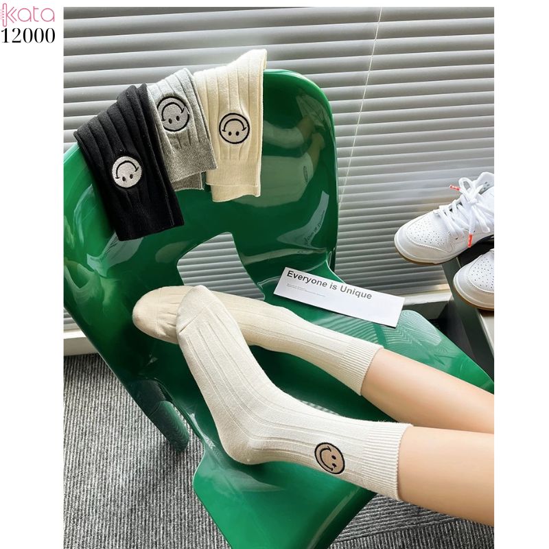 Tất vớ cổ trung mặt cười,tất bông dày nữ 12000