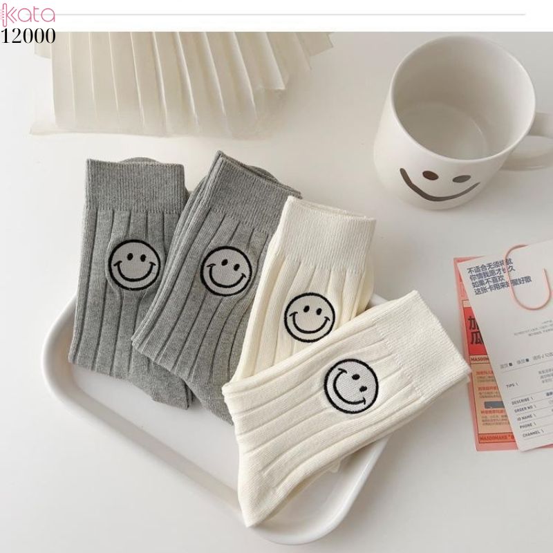 Tất vớ cổ trung mặt cười,tất bông dày nữ 12000