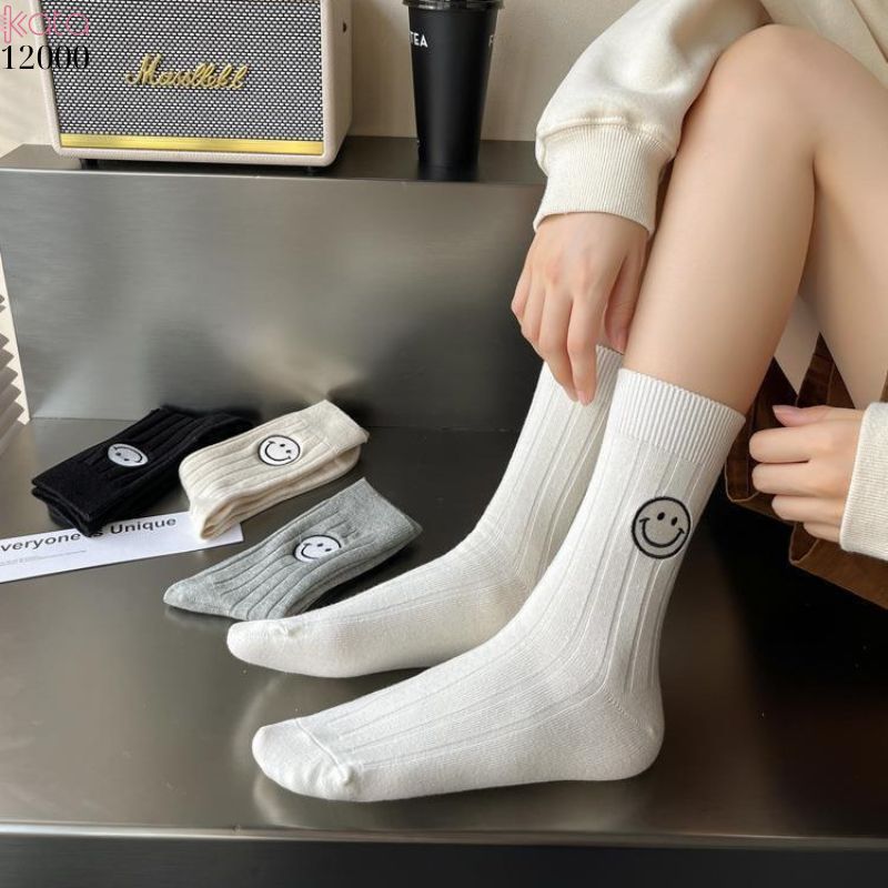 Tất vớ cổ trung mặt cười,tất bông dày nữ 12000
