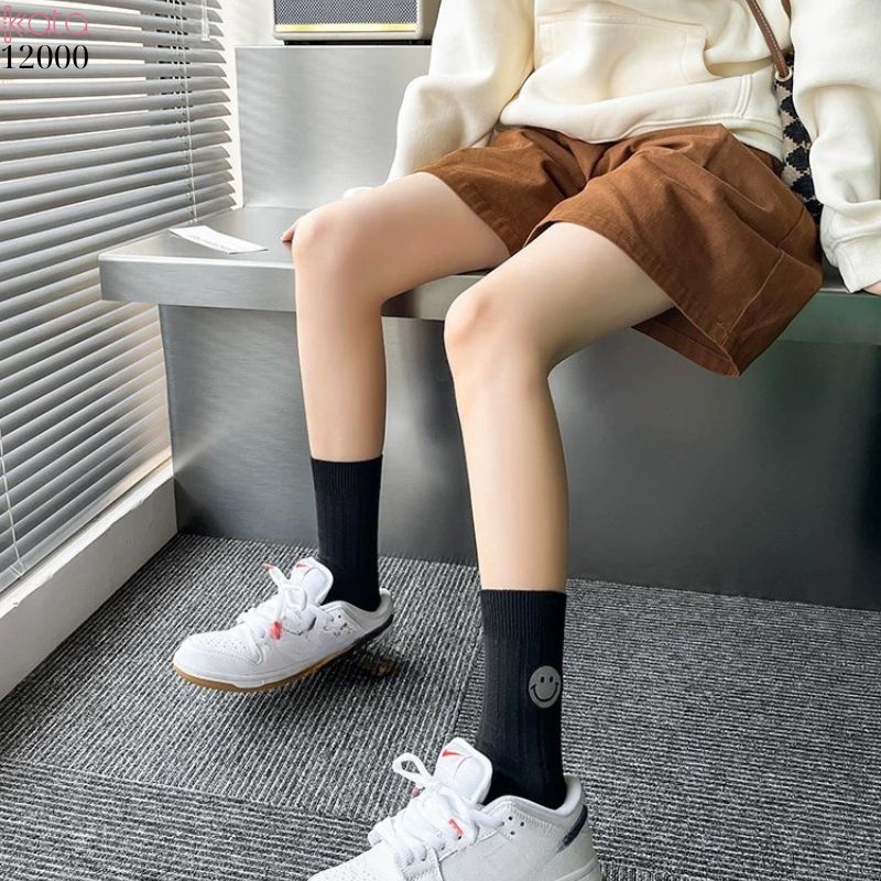 Tất vớ cổ trung mặt cười,tất bông dày nữ 12000