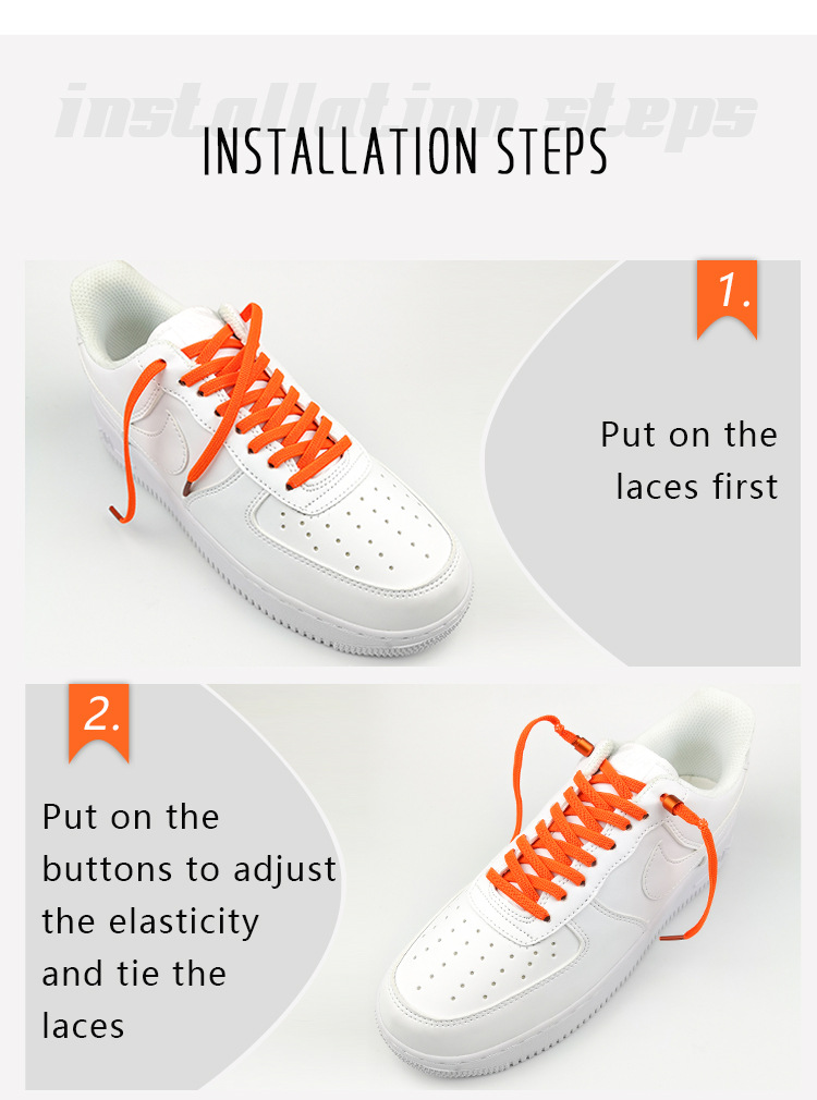 Dây giày lười đàn hồi khóa kim loại tiện lợi phù hợp Nam Nữ  trẻ em 12065